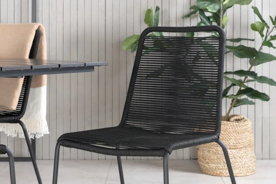 Denveri ristkülikukujuline must aiamööblikomplekt (WPC lauaplaat, 4 tooliga), GR21668 – 6