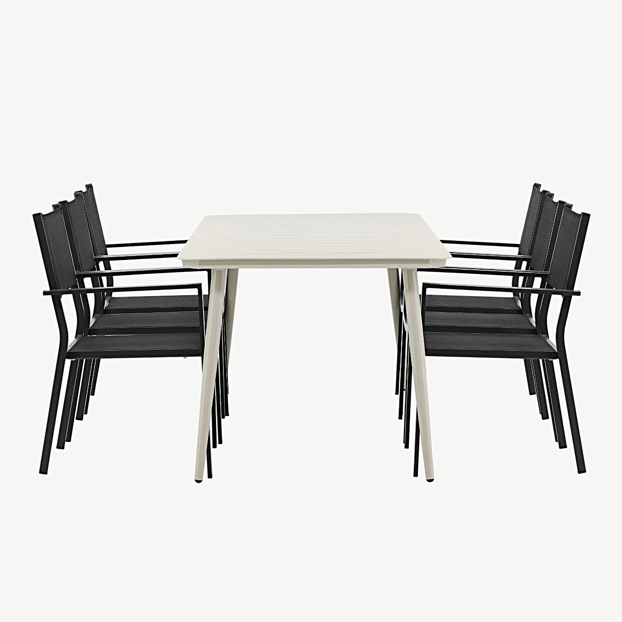 Beežist alumiiniumist aiamööbli komplekt: Lina söögilaud ja Copacabana toolid (6 tk), 200 x 90 cm - GR22734