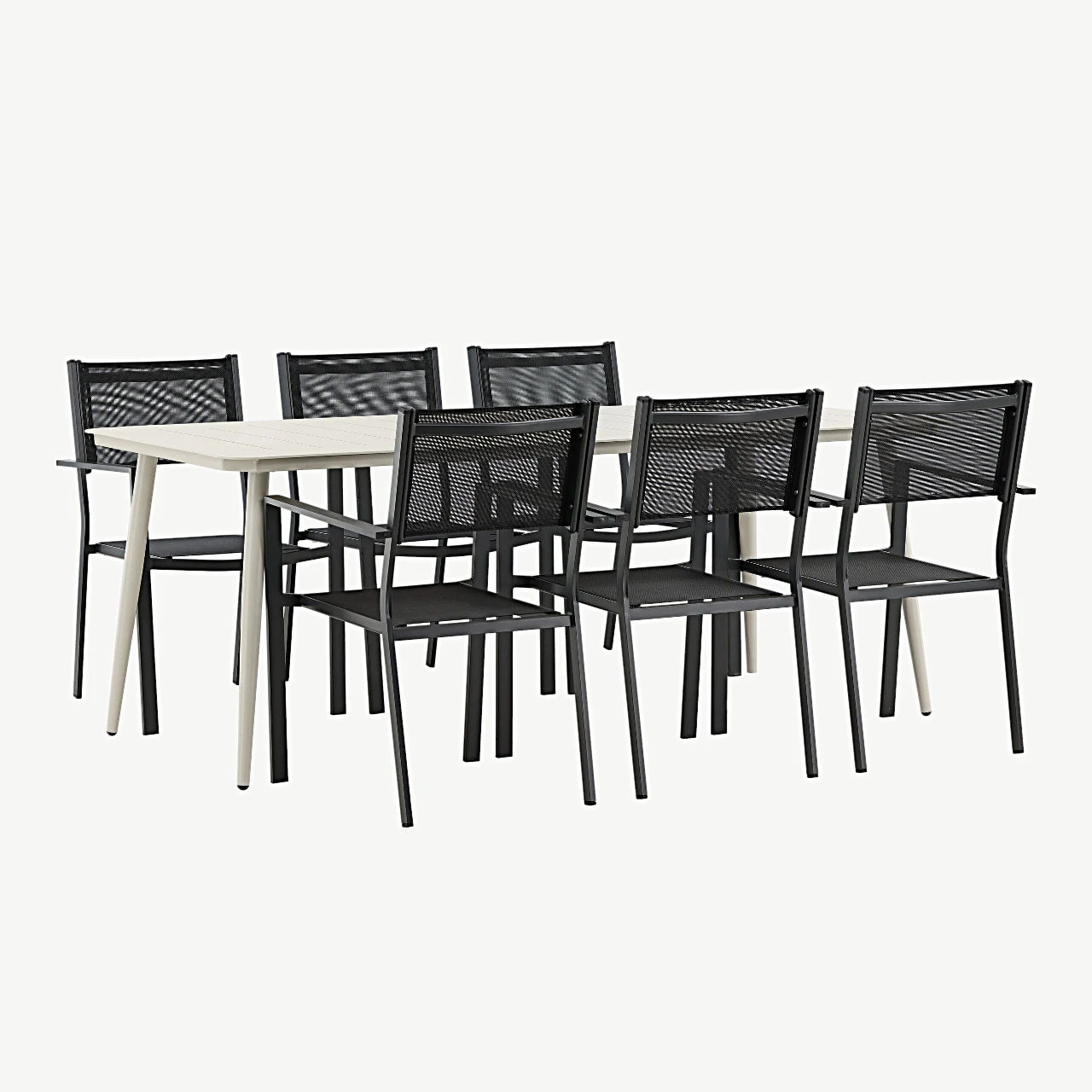 Beežist alumiiniumist aiamööbli komplekt: Lina söögilaud ja Copacabana toolid (6 tk), 200 x 90 cm - GR22734