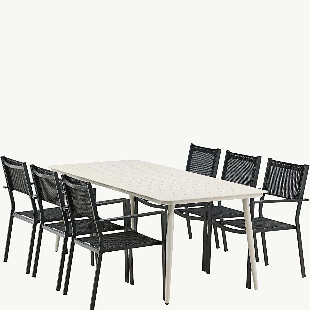 Beežist alumiiniumist aiamööbli komplekt: Lina söögilaud ja Copacabana toolid (6 tk), 200 x 90 cm - GR22734