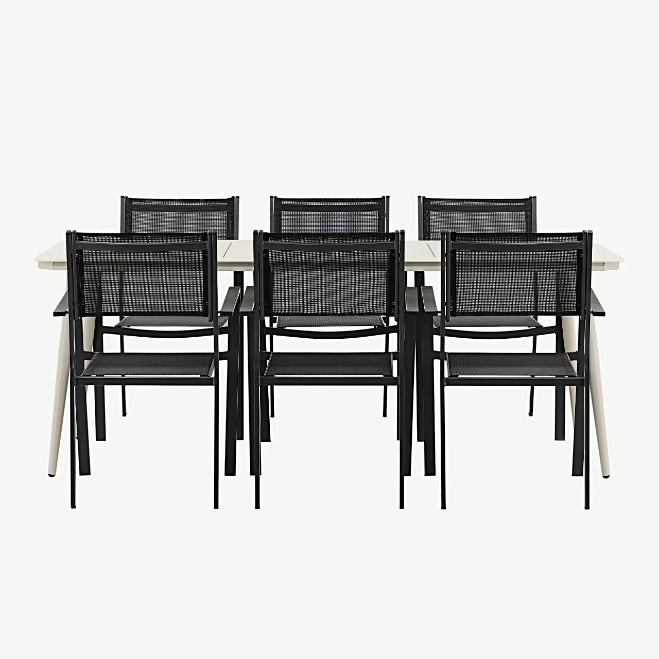 Beežist alumiiniumist aiamööbli komplekt: Lina söögilaud ja Copacabana toolid (6 tk), 200 x 90 cm - GR22734