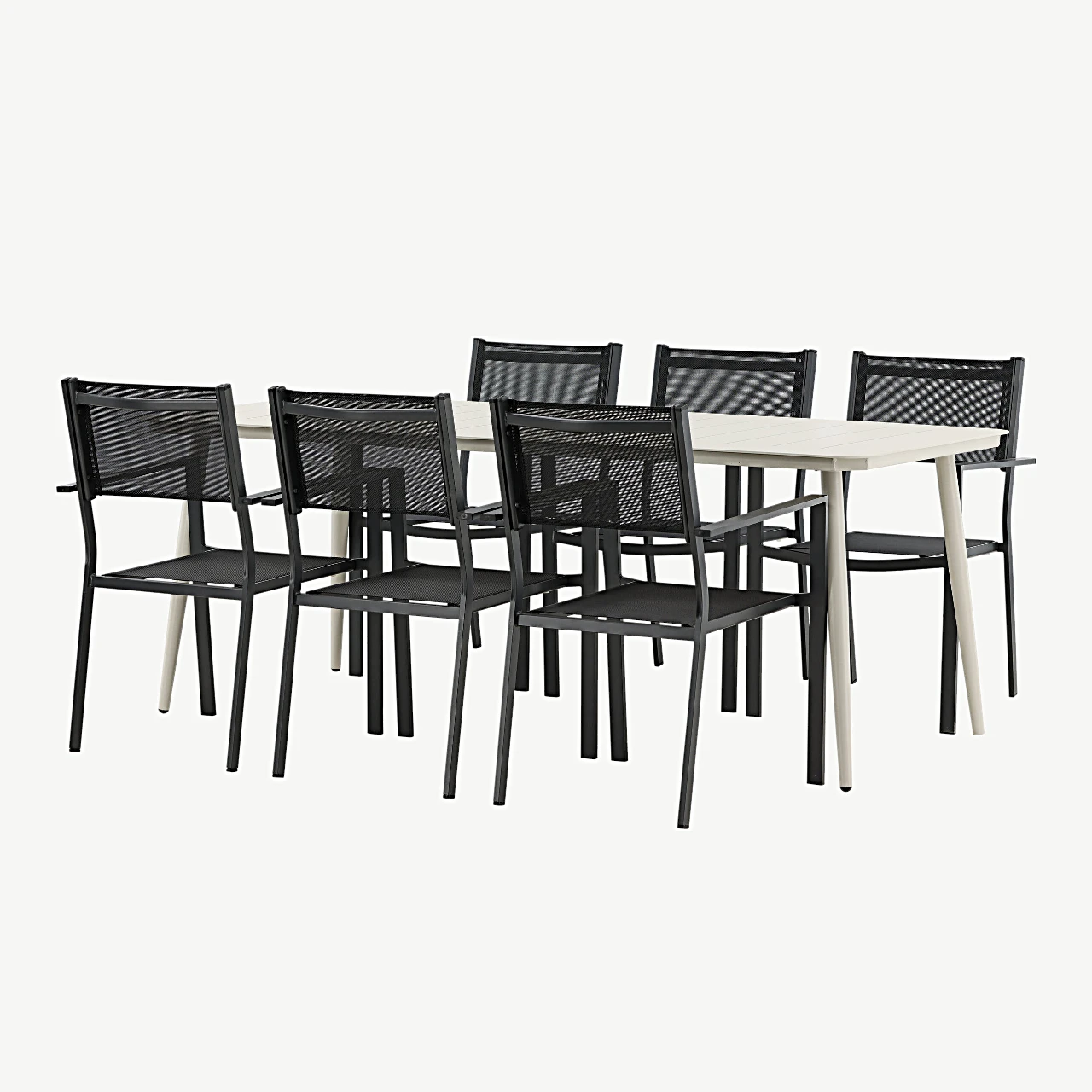 Beežist alumiiniumist aiamööbli komplekt: Lina söögilaud ja Copacabana toolid (6 tk), 200 x 90 cm - GR22734