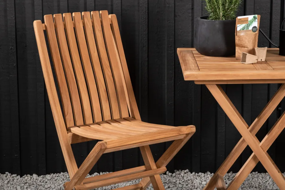 Kenya ristkülikukujuline kokkupandav tiigipuust aiamööbli komplekt – laud 70×70 cm ja kaks tooli, GR22794 – 10