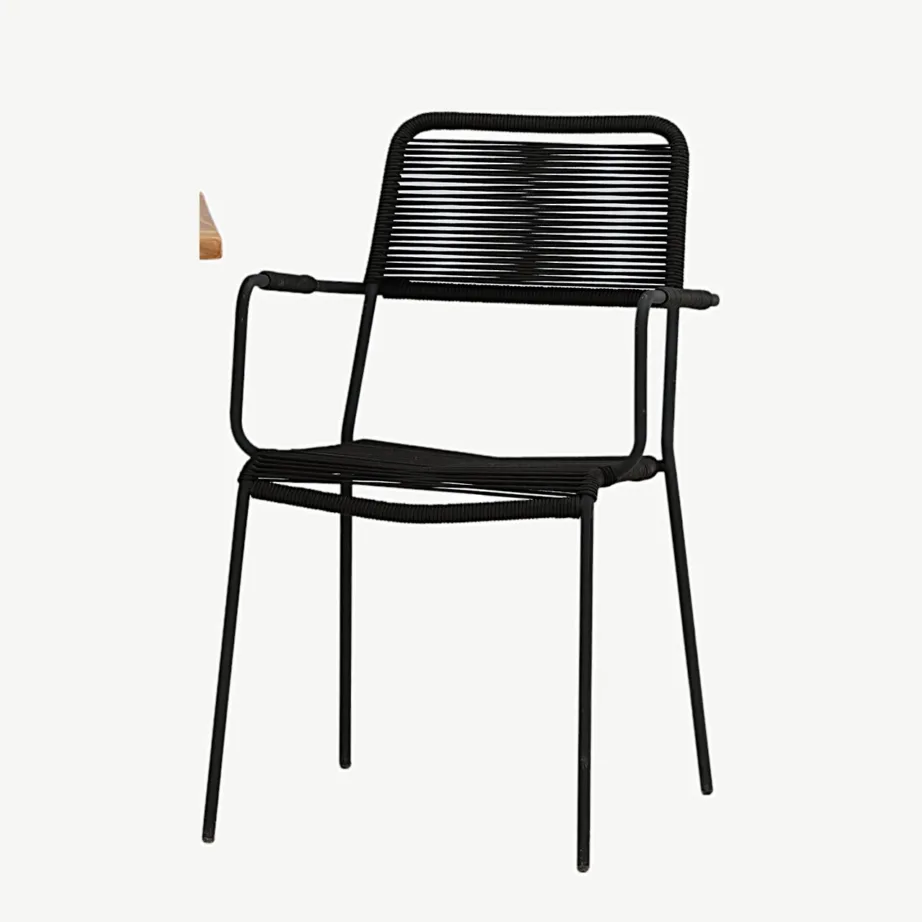 Tiigipuust rõdukomplekt Kenya laud ja mustad Lindos toolid, GR22795 – 5