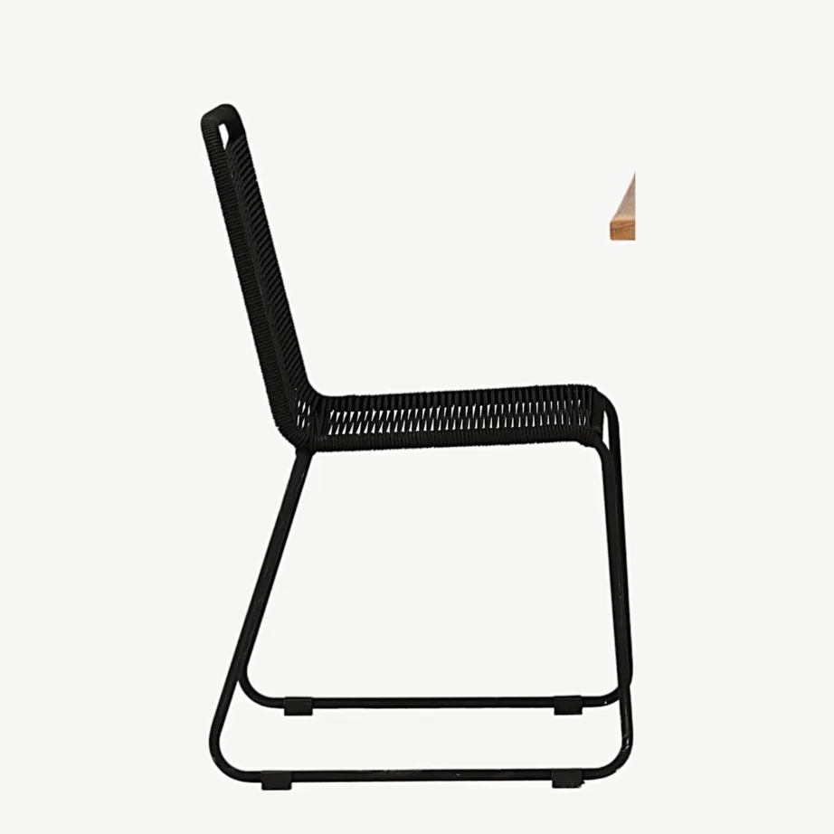 Tiikpuust välimööbli komplekt Kenya laud (70×70 cm) ja Lindos mustad köistöögitoolid, GR22796 – 4