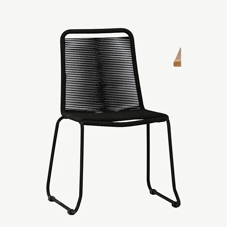 Tiikpuust välimööbli komplekt Kenya laud (70x70 cm) ja Lindos mustad köistöögitoolid - GR22796