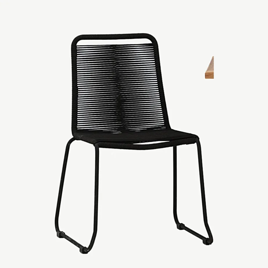 Tiikpuust välimööbli komplekt Kenya laud (70×70 cm) ja Lindos mustad köistöögitoolid, GR22796 – 5