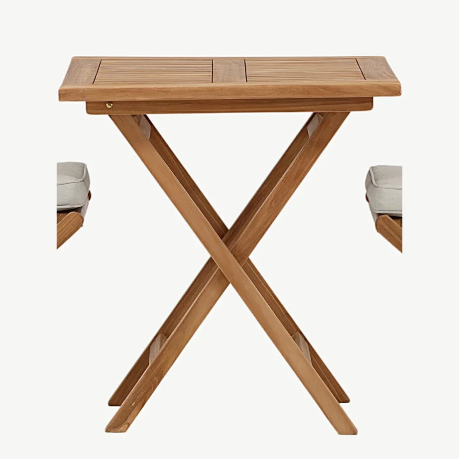 Kenya ristkülikukujuline tiikpuust aiamööbli komplekt (kokkupandavad toolid, padjad kaasas, laud 70×70 cm), GR22810 – 4