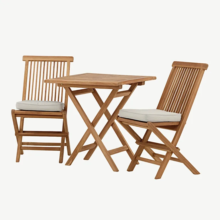 Kenya ristkülikukujuline tiikpuust aiamööbli komplekt (kokkupandavad toolid, padjad kaasas, laud 70x70 cm) - GR22810