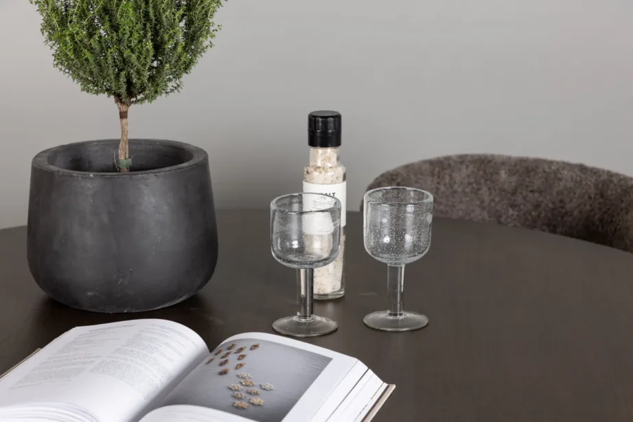 Ümmargune söögilauakomplekt Kaseidon (MDF, tumepruun) koos Modesto buklee-toolidega, GR23848 – 6