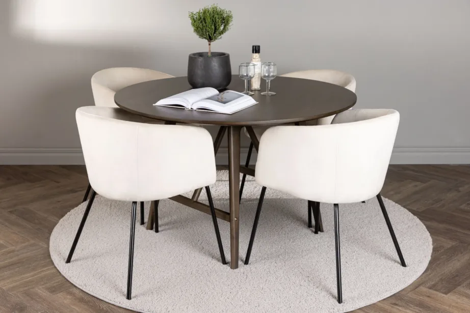 Ümmargune söögilauakomplekt Kaseidon ja velvetkattega Berit toolid, GR23857 – 4