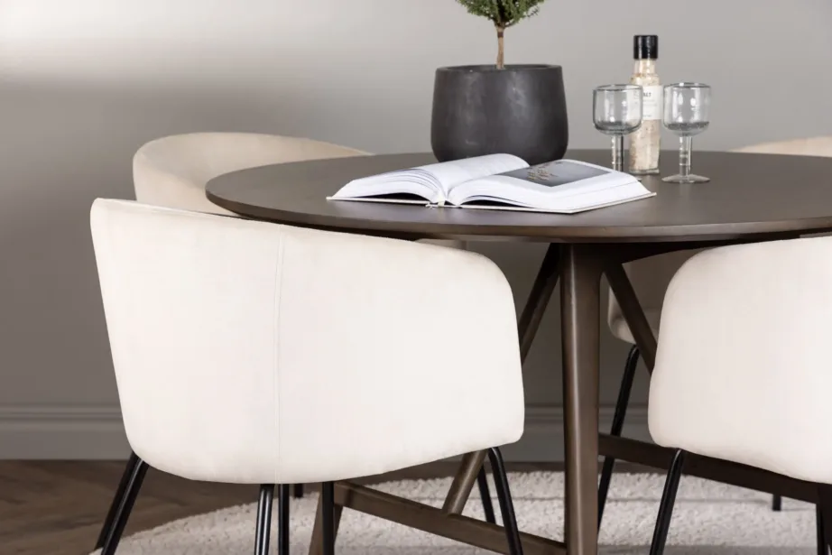 Ümmargune söögilauakomplekt Kaseidon ja velvetkattega Berit toolid, GR23857 – 5