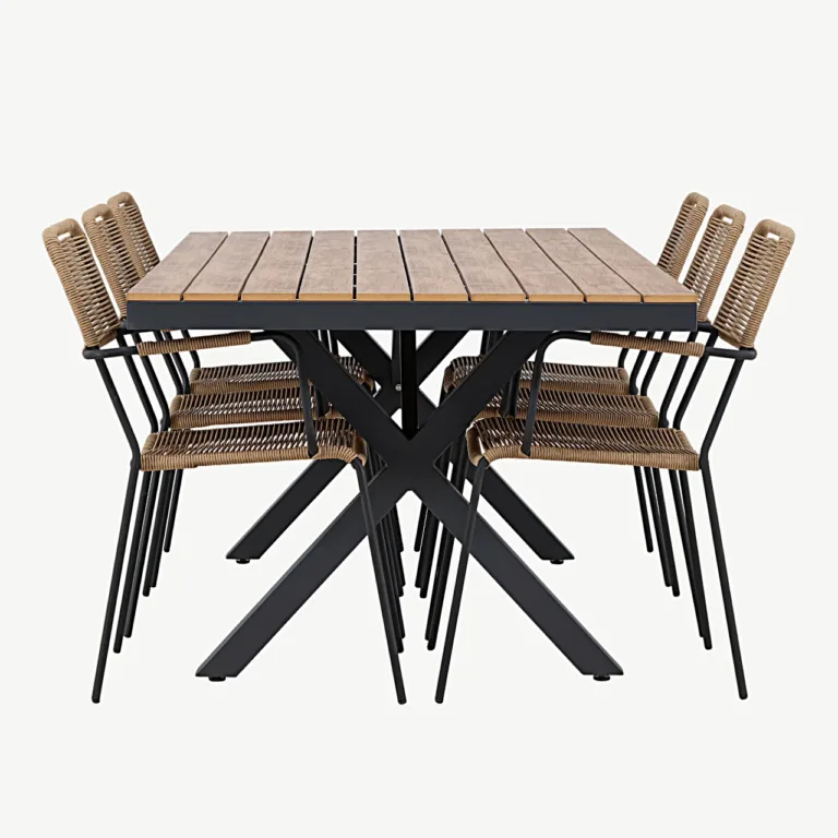 Garcia alumiiniumist aiamööblikomplekt laud (100 × 200 cm) ja 6 Lindos köistoooli - GR24310