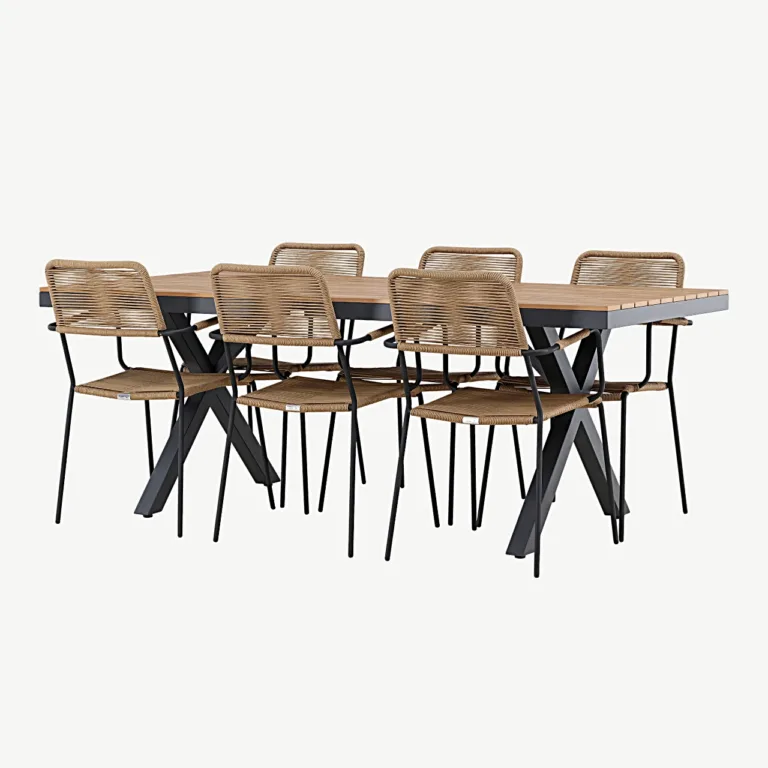 Garcia alumiiniumist aiamööblikomplekt laud (100 × 200 cm) ja 6 Lindos köistoooli - GR24310