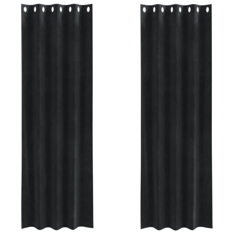 Mustad Kardinad Sisetugevdustega 2 tk Must Veluur