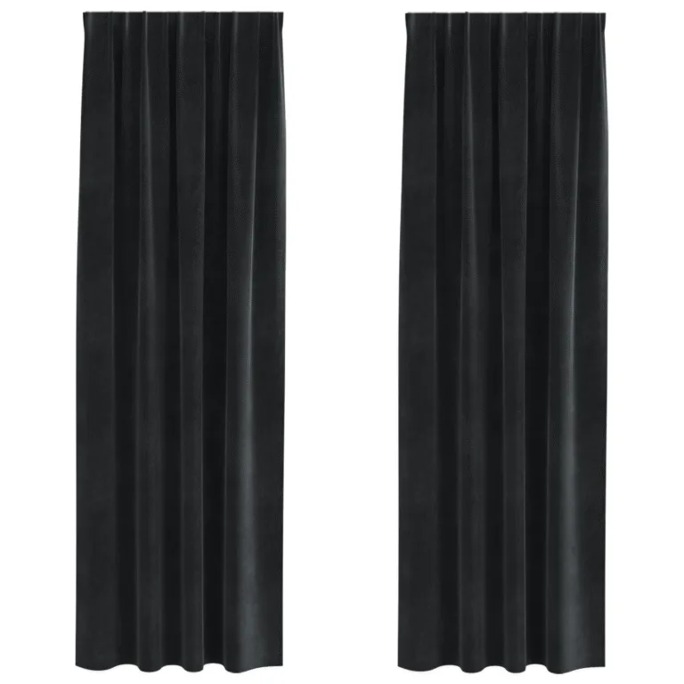 Mustad pimendavad kardinad ülemise riba 2 tk Must veluur
