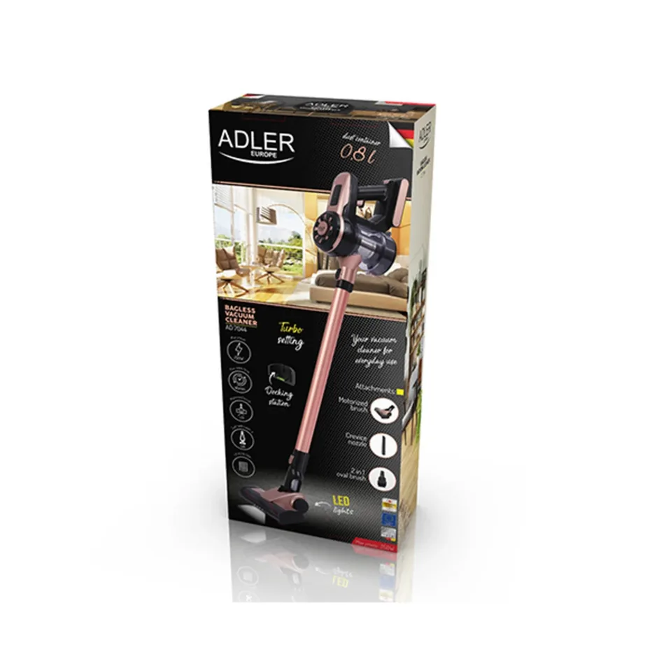 Adler AD 7044 pronks juhtmevaba käsitolmuimeja HEPA filtriga 22,2 V – 7