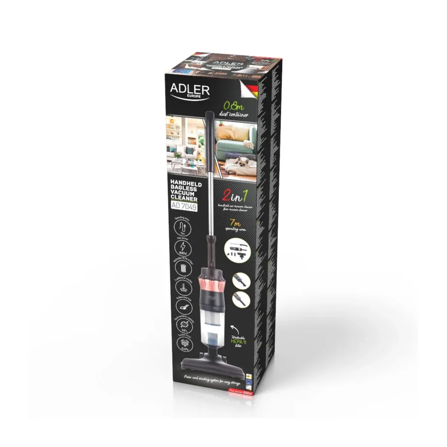 Adler AD 7049 must juhtmega 2in1 käsitolmuimeja HEPA 11 filtriga 0,8 l – 3
