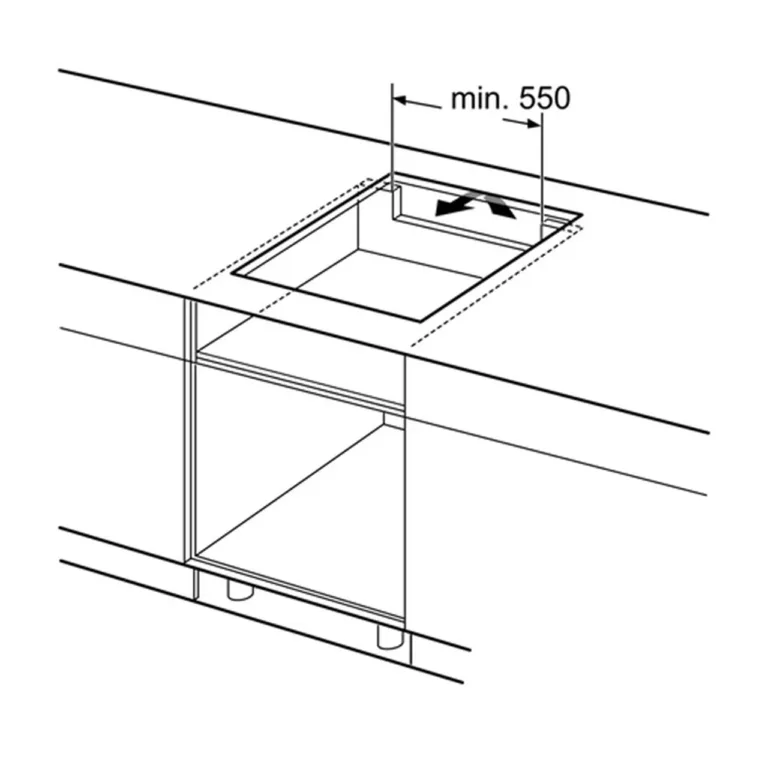 Must induktsioonpliidiplaat 4 tsooniga tööpinnale paigaldatuna