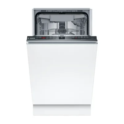 valge integreeritav nõudepesumasin 45 cm Bosch SPV2HMX42E eestvaade