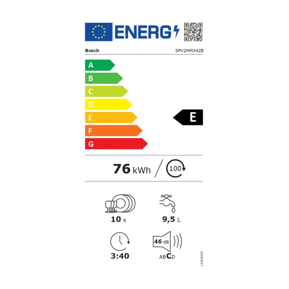Bosch SPV2HMX42E valge integreeritav nõudepesumasin 45 cm 10 nõudekomplektile – 8