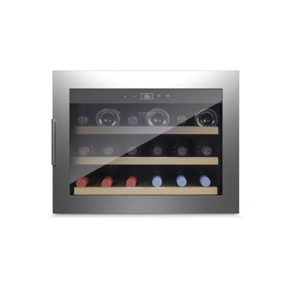 Caso WineSafe 18 EB 60 cm roostevabast terasest sisseehitatav veinijahuti, 1 tsoon, kuni 18 pudelile