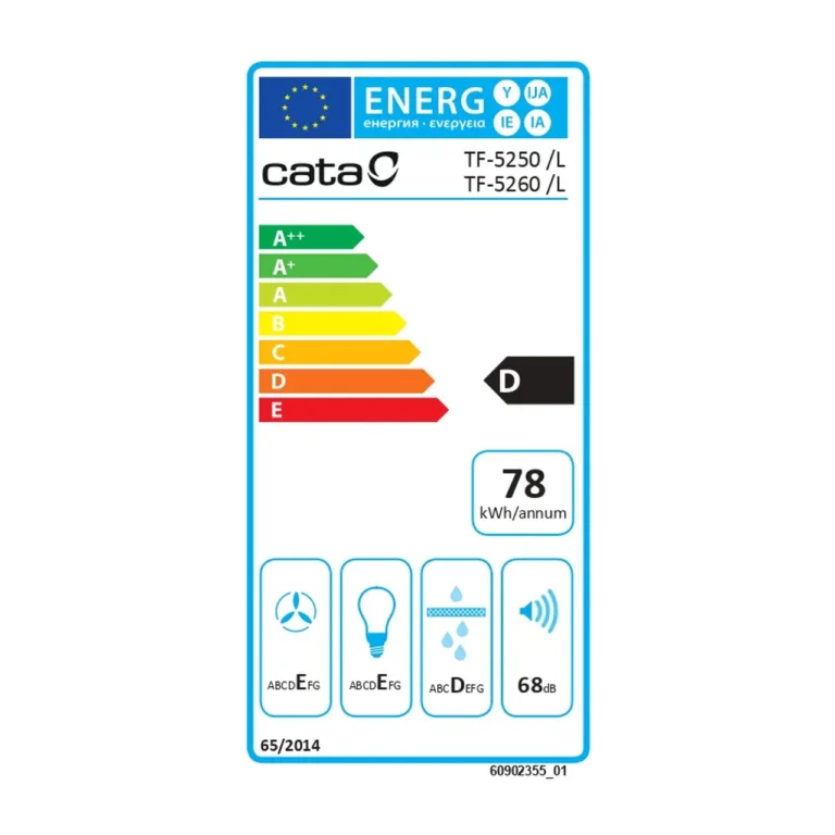 Valge teleskoopne köögikubu CATA CAMPANA TF-5260 WH /L eestvaade