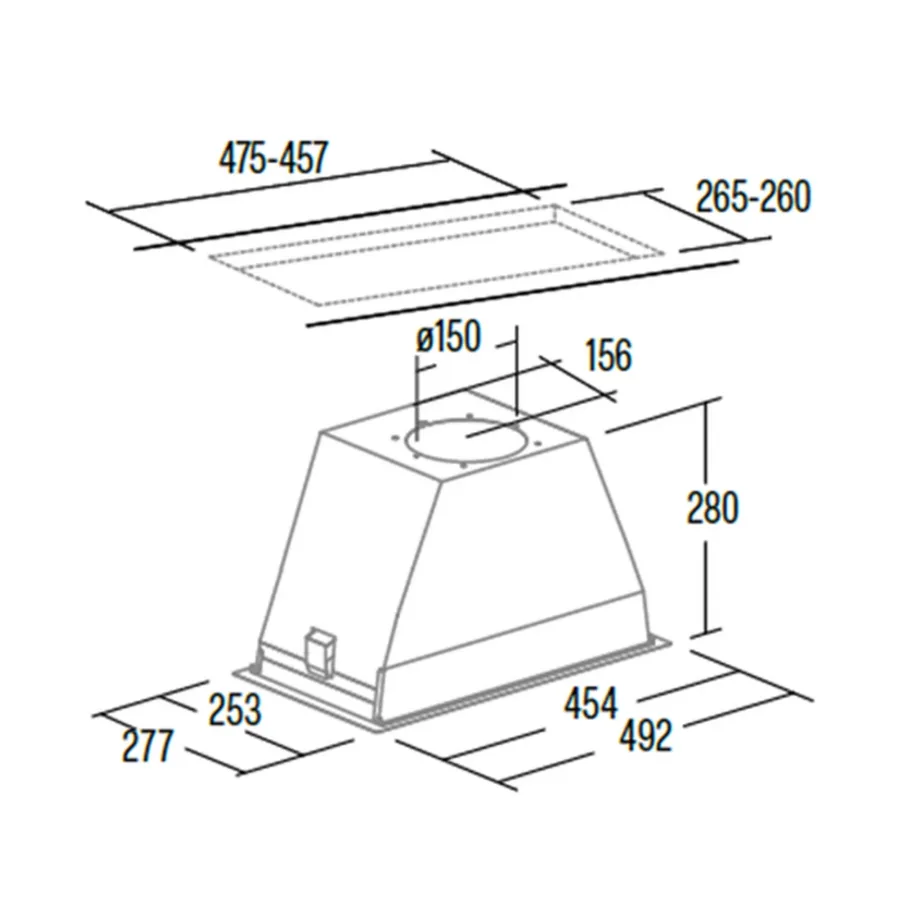 CATA GL 45 X /C 50 cm roostevabast terasest integreeritav õhupuhasti puutejuhtimise ja metallfiltriga – 4