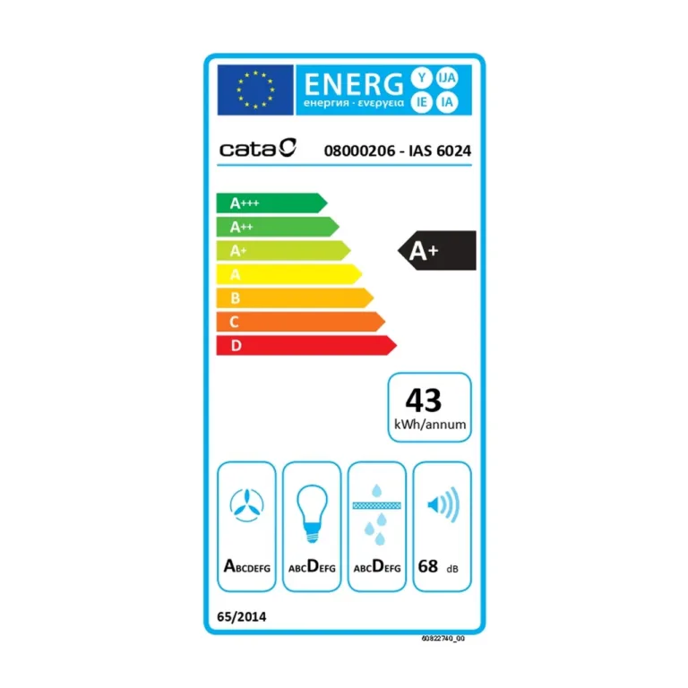 CATA IAS 6024 energiamärgis induktsioonpliidiplaat õhupuhastiga must