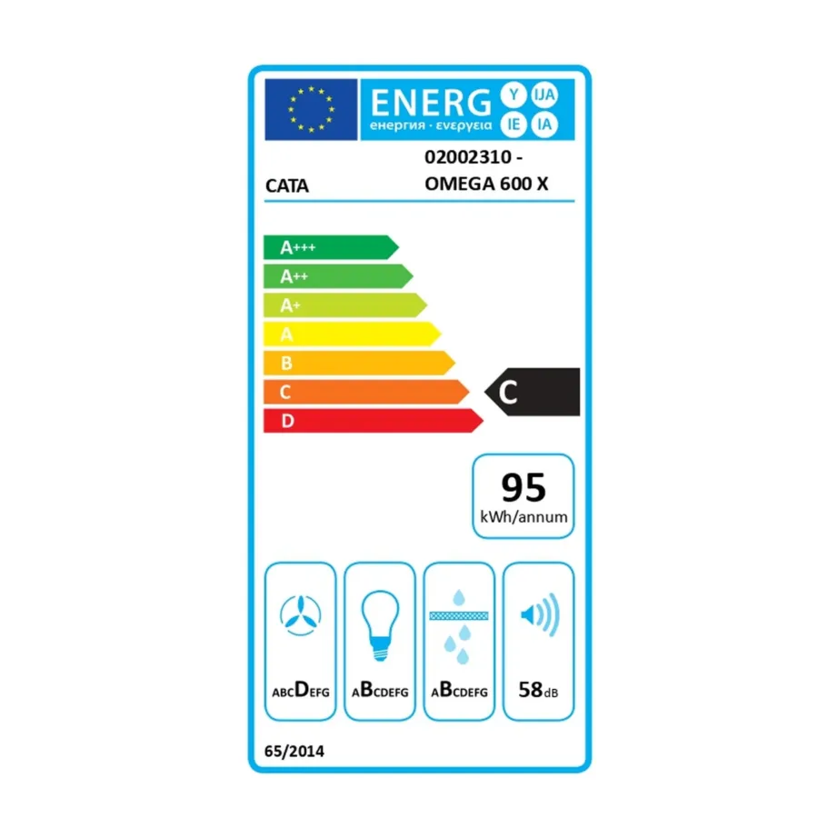CATA OMEGA 600 X/M 60 cm seinale paigaldatav roostevabast terasest õhupuhasti LED-valgustusega - 4