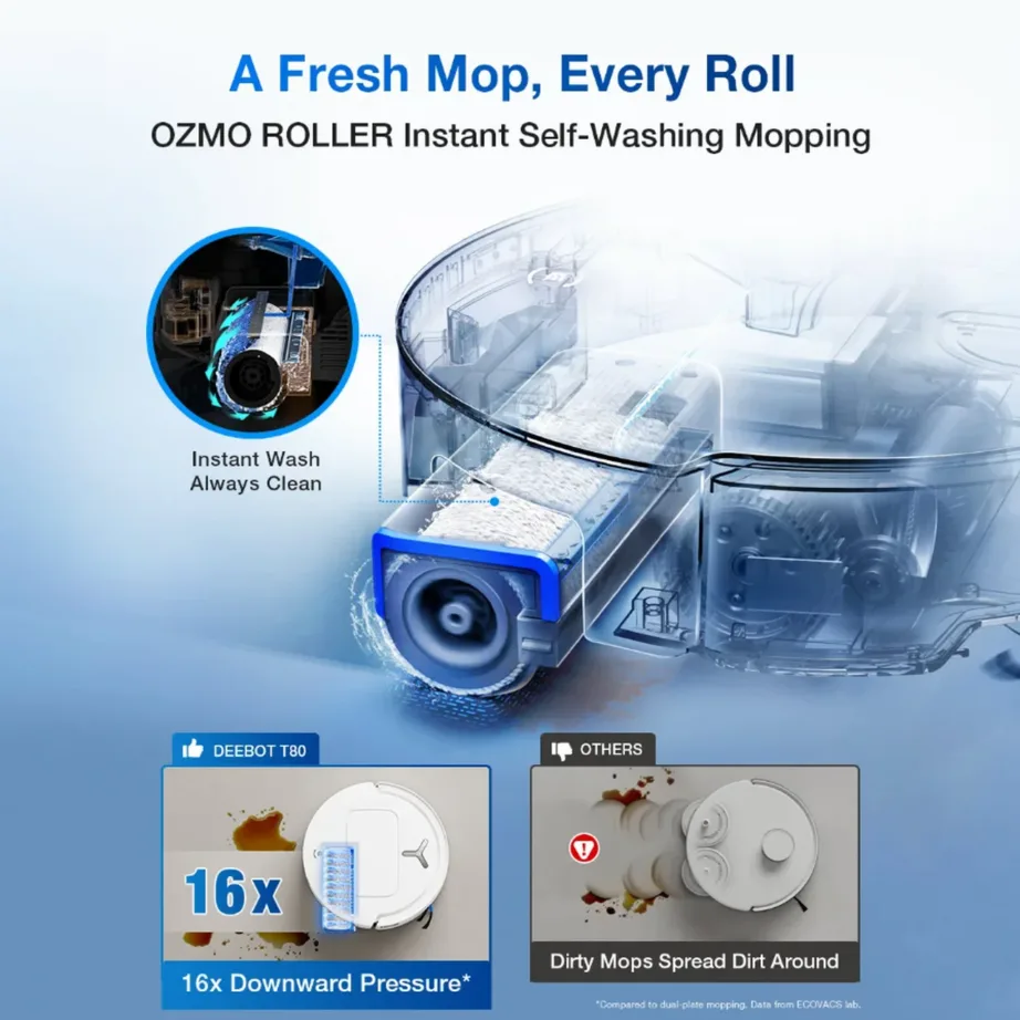 Ecovacs DEEBOT T80 OMNI must märg- ja kuivrobottolmuimeja, 18 000 Pa, 0,22 L, Li-ion 6400 mAh – 5