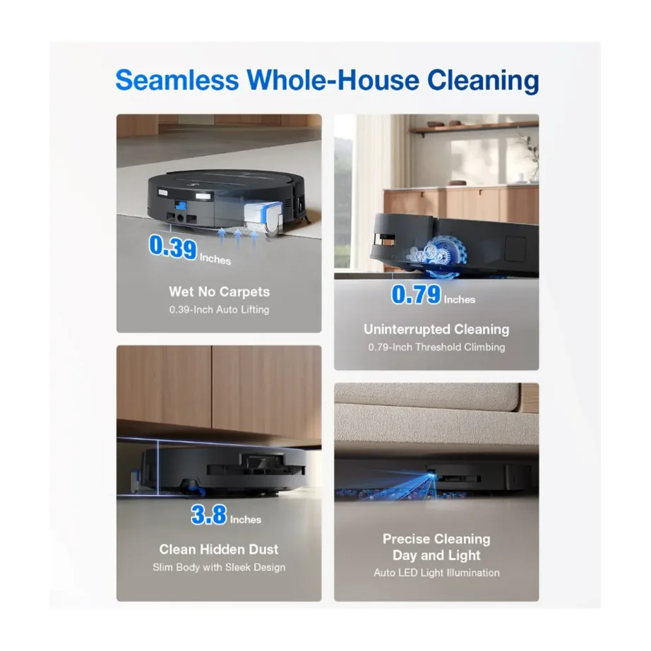 Ecovacs DEEBOT T80 OMNI must märg- ja kuivrobottolmuimeja, 18 000 Pa, 0,22 L, Li-ion 6400 mAh – 9