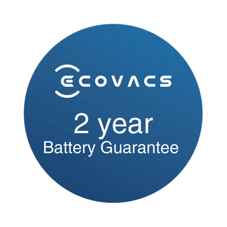 Ecovacs 2-aastane garantii sinisel taustal
