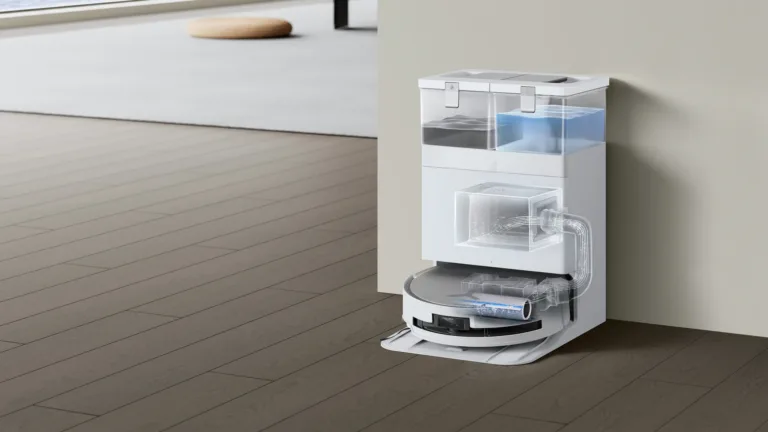 valge Ecovacs robottolmuimeja märg kuiv põhja vaade
