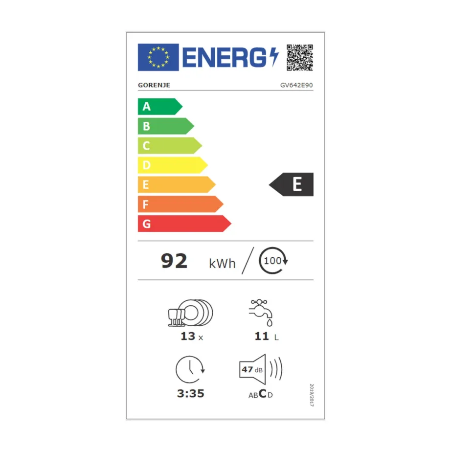 Gorenje 59,8 cm must integreeritav nõudepesumasin 13 nõudekomplektile, 6 programmi, E klass - 8