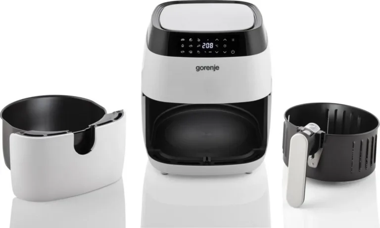 Gorenje AF1409DW fritüür avatud, sees friikartulid
