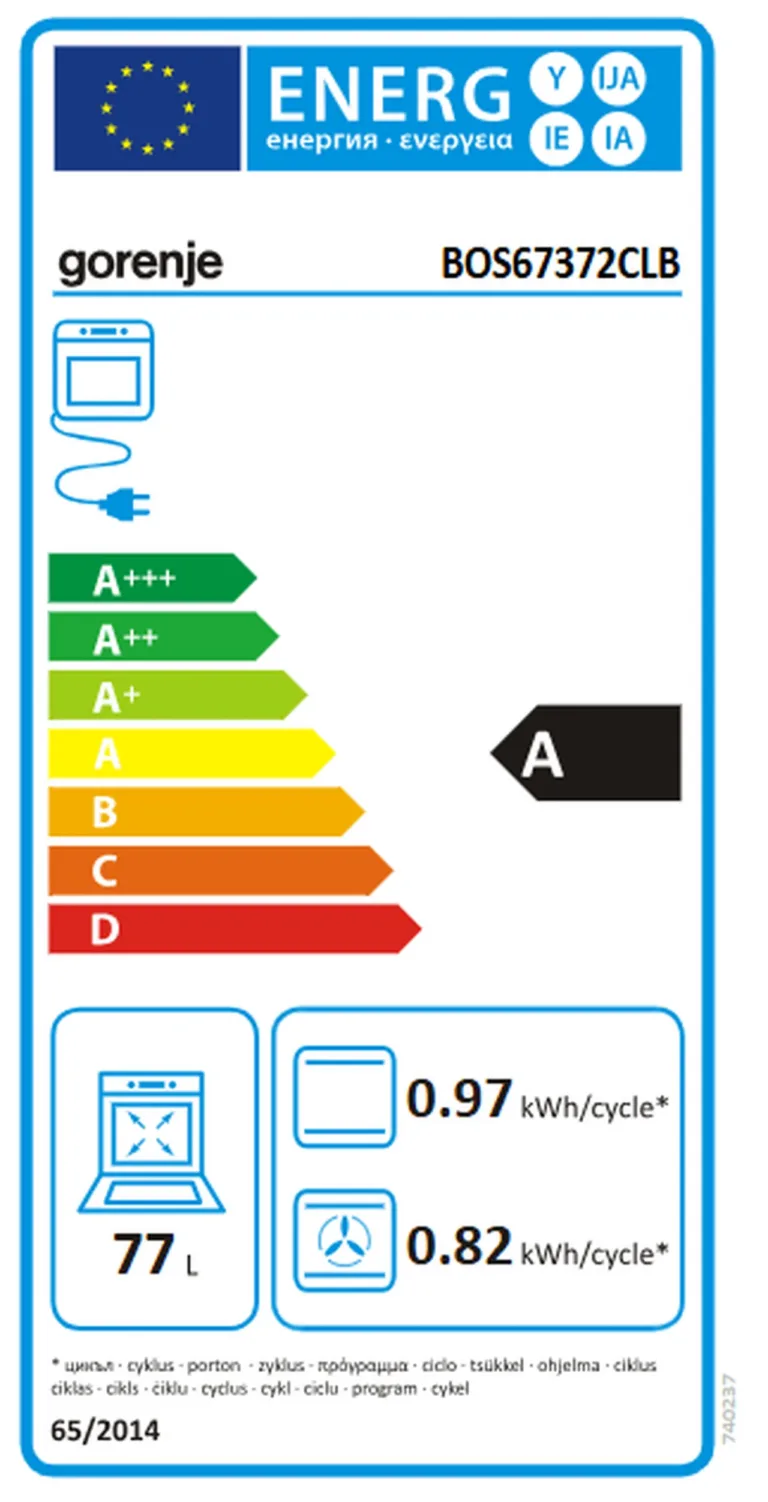 must sisseehitatav elektriahi Gorenje sisemus ventilaatoriga