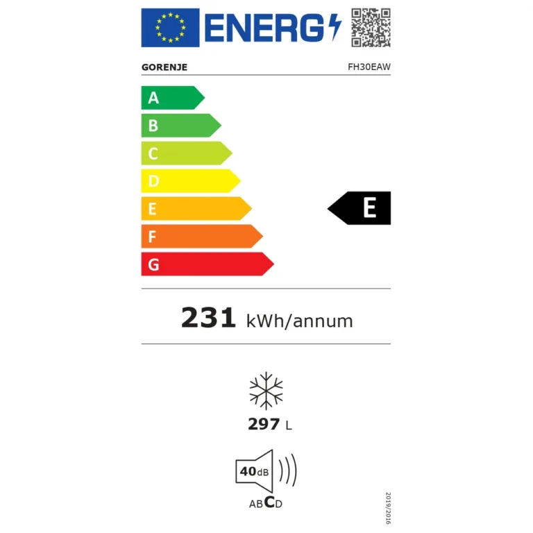 valge kirstkülmik 297l Gorenje FH30EAW avatuna