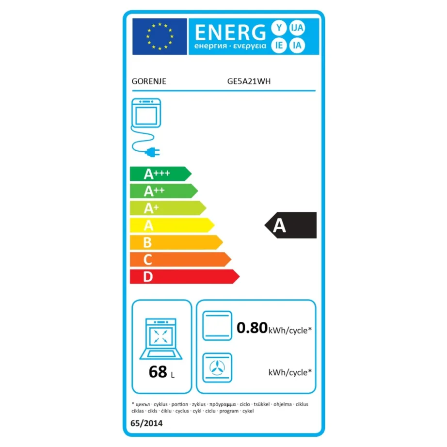 Gorenje GE5A21WH 50 cm valge elektripliit 68 l ahju ja grillfunktsiooniga – 6
