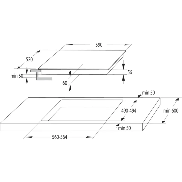 Gorenje must induktsioonpliidiplaat 59 cm, puutejuhtimine