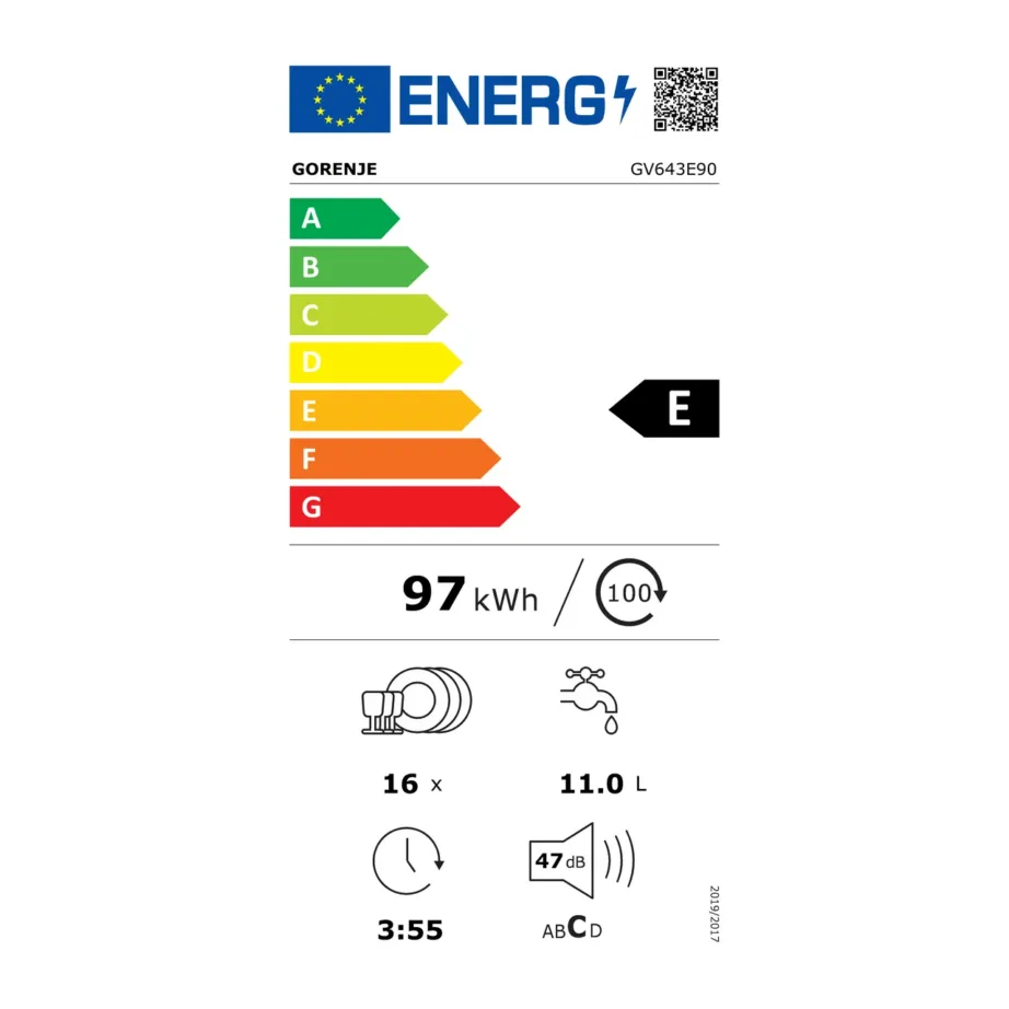 Gorenje GV643E90 60 cm valge integreeritav nõudepesumasin 16 nõudekomplektile - 6