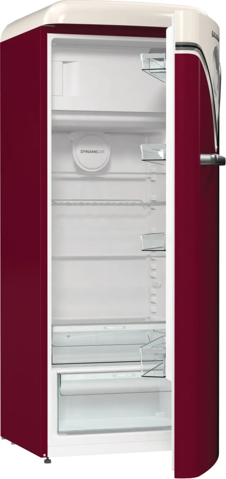 Punane retro külmik sügavkülmaga, Gorenje OBRB615DR