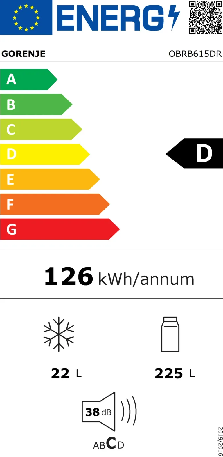 Gorenje OBRB615DR külmik paremalt küljelt