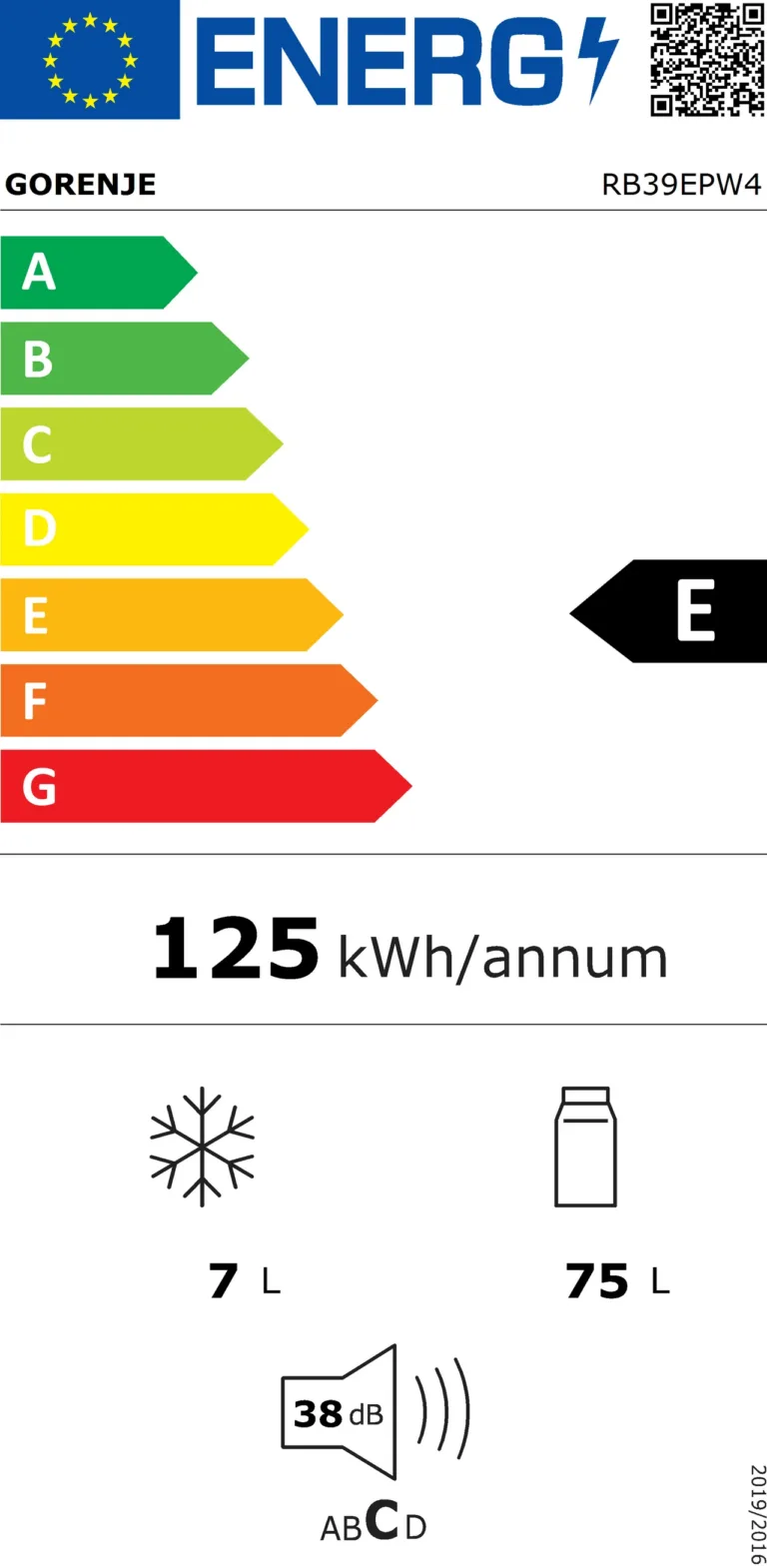 valge väike Gorenje külmik RB39EPW4 sisemus klaasriiulite ja sahtliga