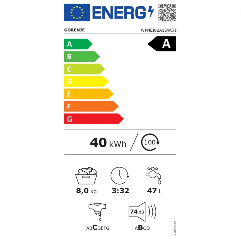 Gorenje WPNEI82A1SWIFI pesumasin avatud uksega külgvaates