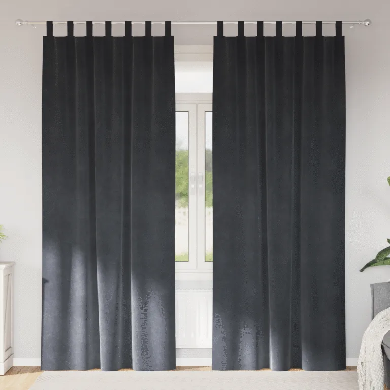 Mustad pimenduskardinad koos riputusloopsidega 2 tk Helehall samet - Image 1