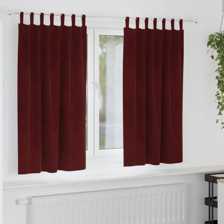 Mustad pimendavad kardinad ripp-loopidega 2 tk Burgundiapunane samet - Image 1