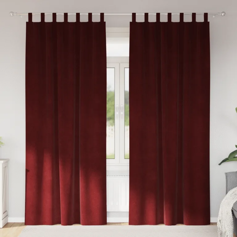 Mustad pimendavad kardinad riputuslingidega 2 tk Burgundiapunane samet - Image 1