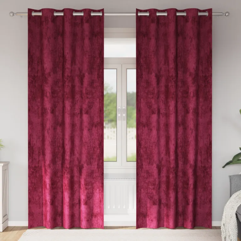 Sama kardinad 2 tk rõngastega Burgundiapunane 245x140 cm - Image 1