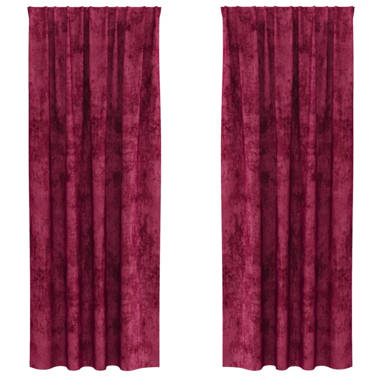 Sammaldatud Kardinad 2 tk Silmadega Burgundi Punane 245x140 cm - Image 2